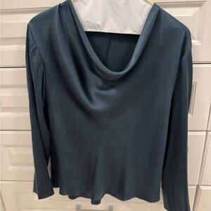 Vince Dark Teal Long Sleeve Blouse